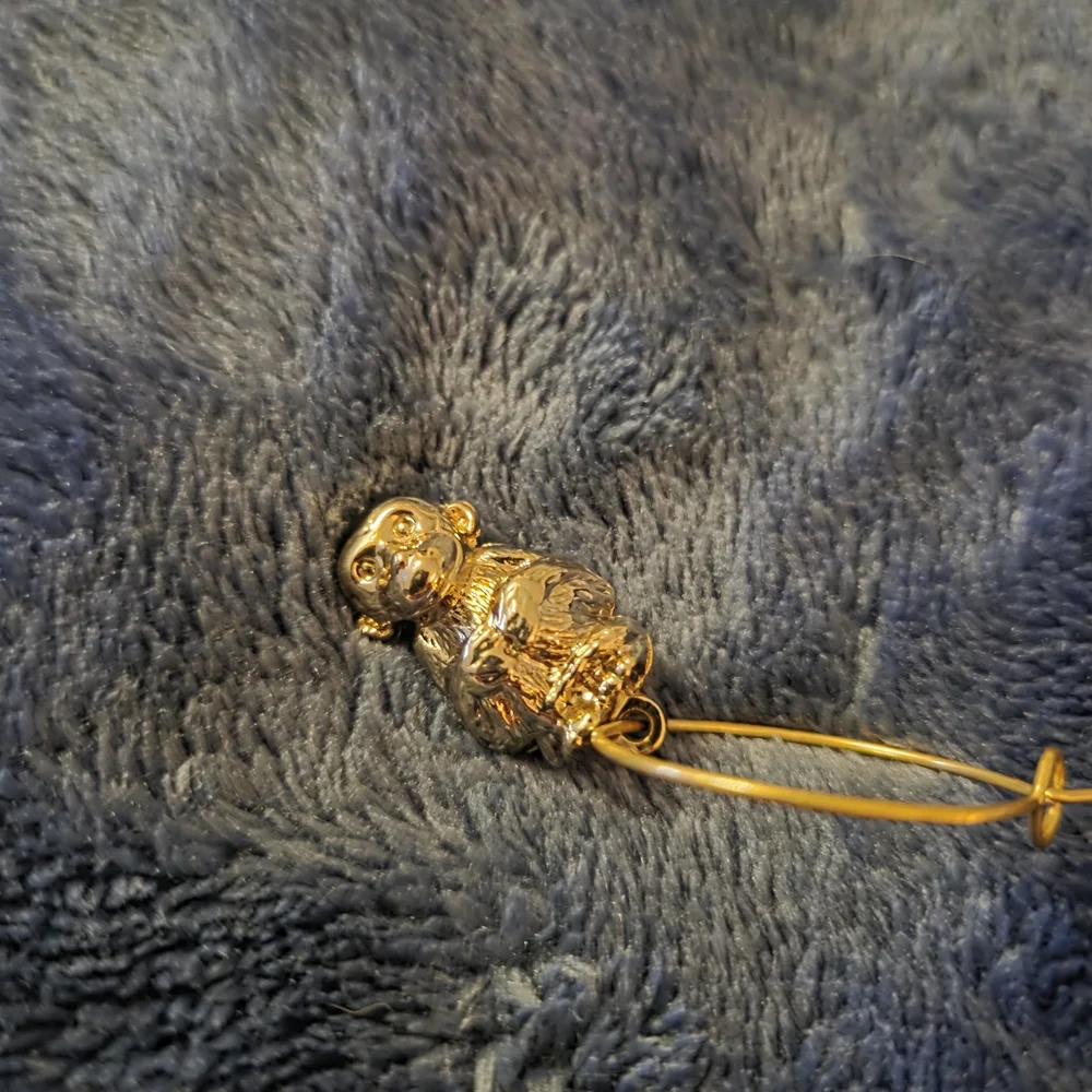 Gold Tone Animal & Tropical Wine Glass Charms Set 4 Elephant Monkey Turtle Fish
